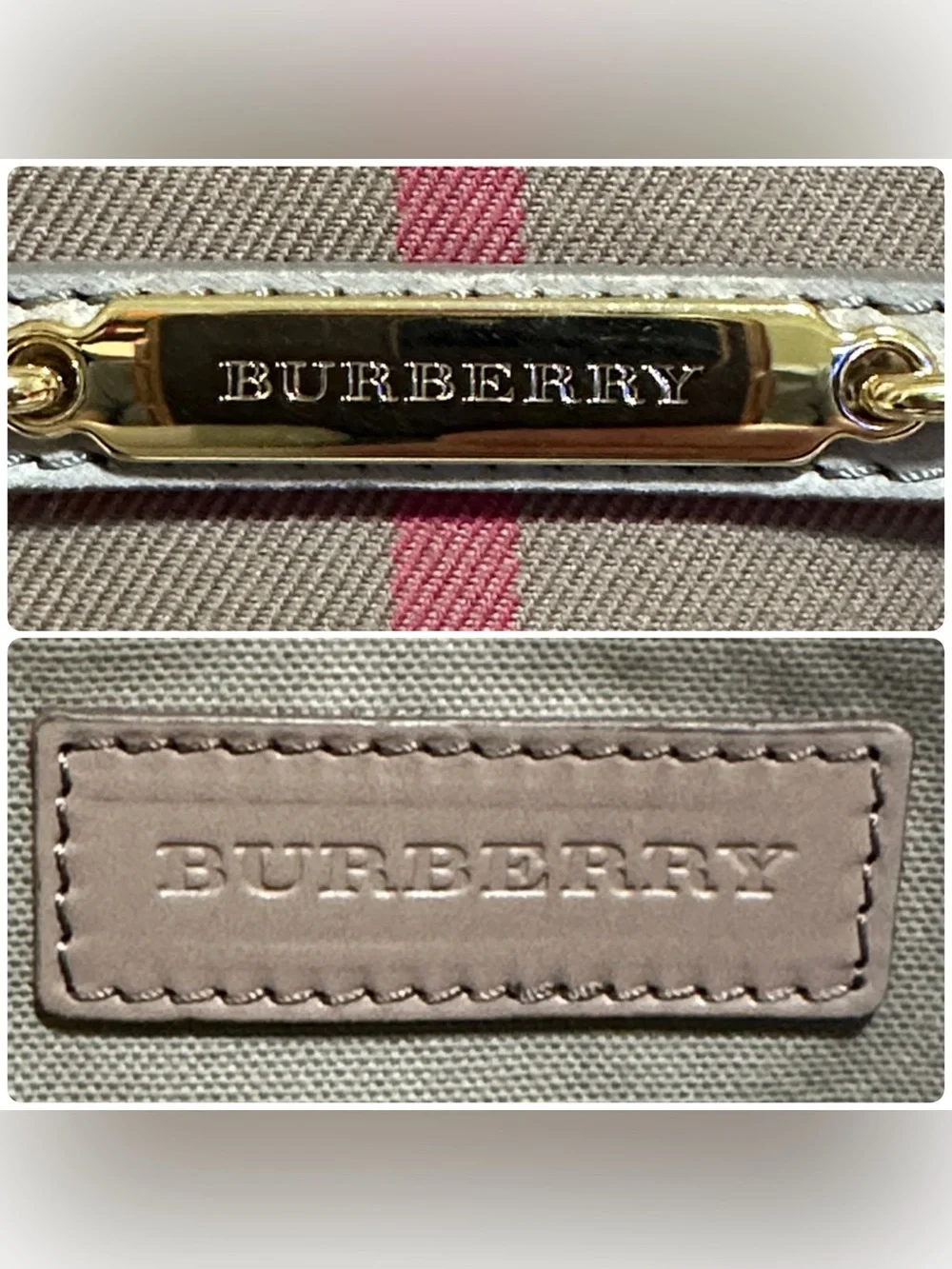 Burberry Beige/Tan Check Handbag with Gold Hardware
